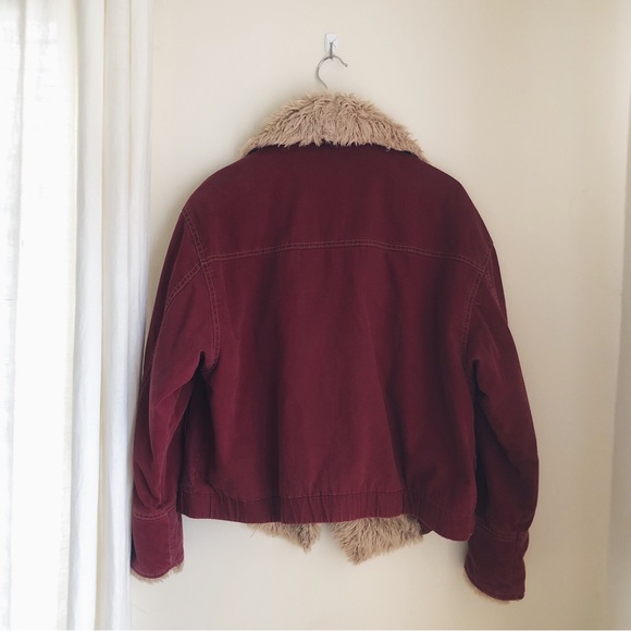 ❌Free People Owen Sherpa Lined Jacket Red Size Small - Picture 6 of 9